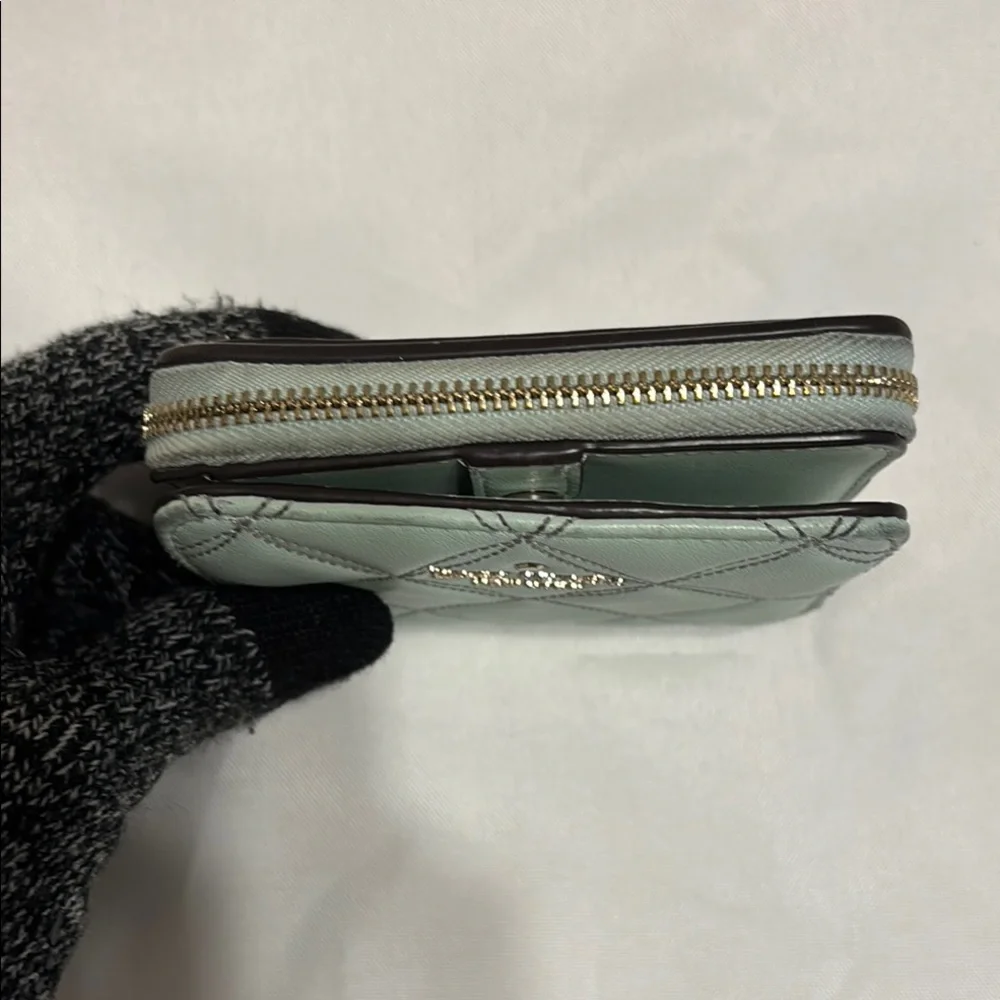 kate spade quilted mint green compact wallet